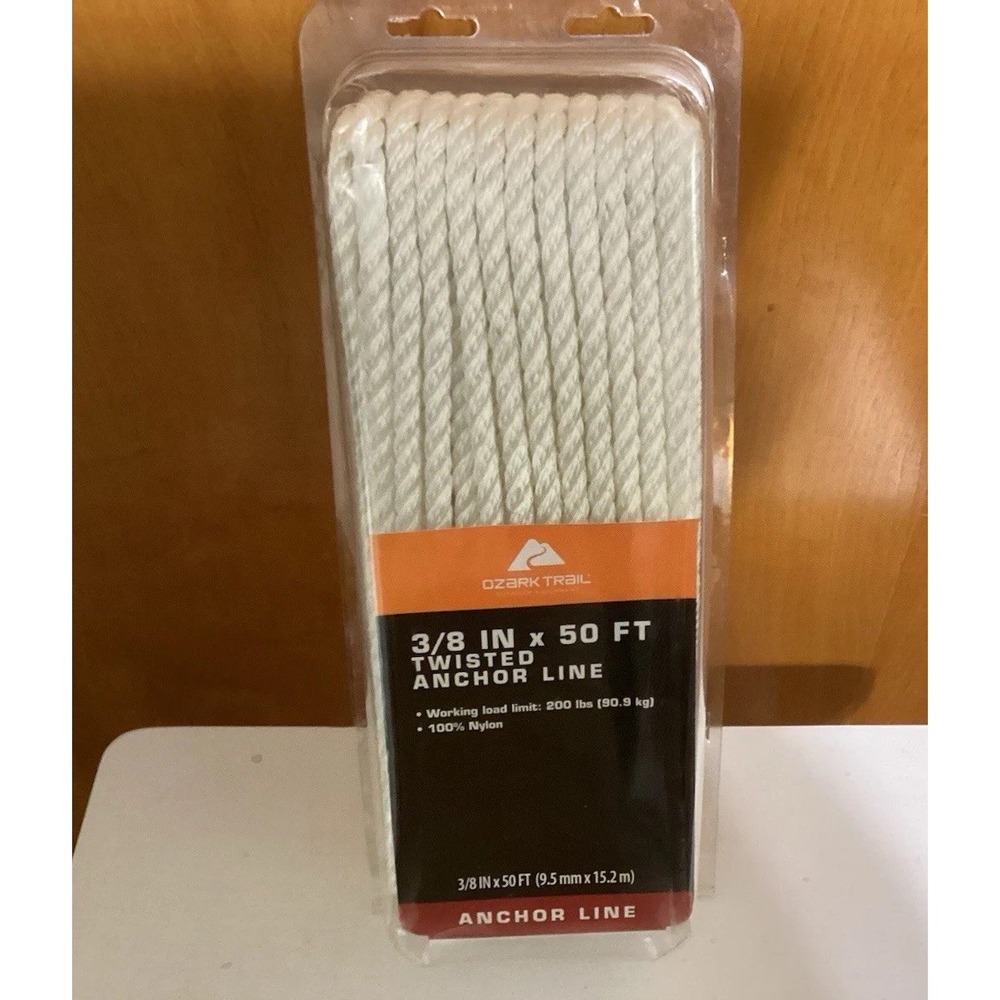 Ozark Trail Twisted  Anchor Line 3/8" X 50 Feet 100% Nylon NIB‎